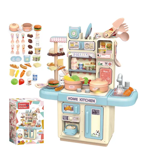 Cocina de juguete Kitchen 32 piezas juego para niñas y niños celeste