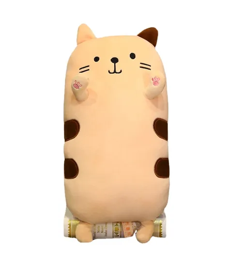 Peluche almohada suave de gatito kawaii 40 cm color marrón claro