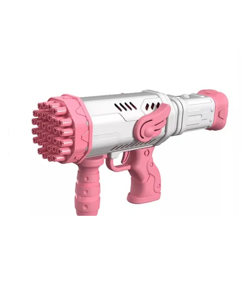 Pistola lanza burbujas de líquido de agua juguete rosado