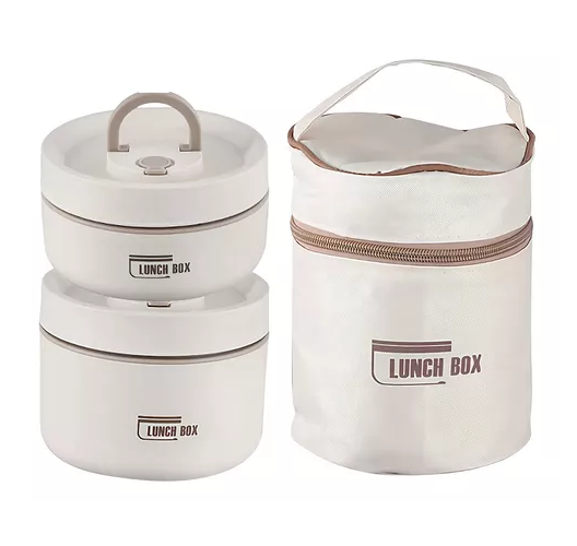 Lonchera doble con aislante térmico 2 niveles color beige