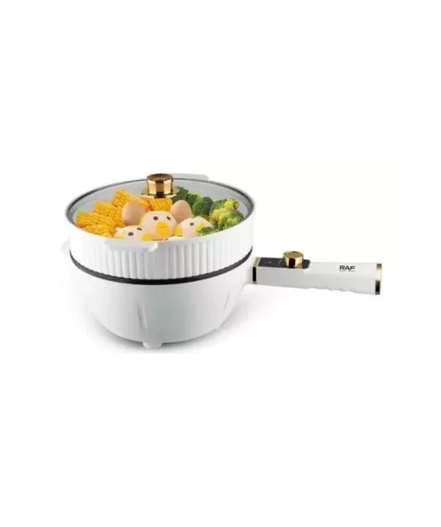 Vaporera olla multifuncional eléctrica antiadherente, color blanco