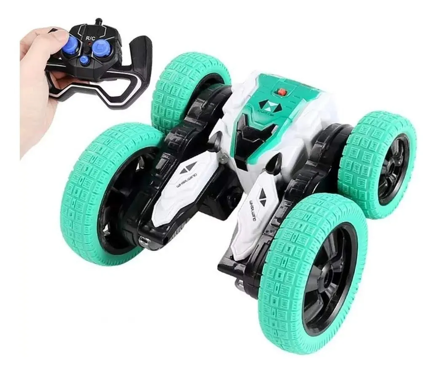 Auto rc crazy car acrobático 360 verde/blanco