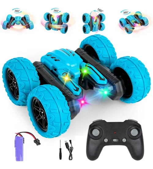Auto rc stunt 360 doble color azul