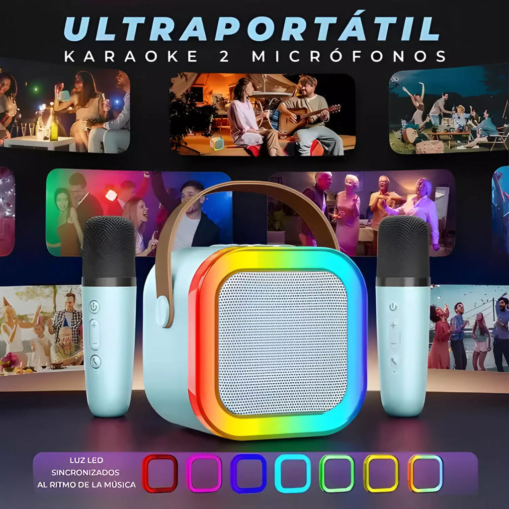 Parlante Karaoke Mti Rgb K12 Portátil 10w Inalámbrico Celeste