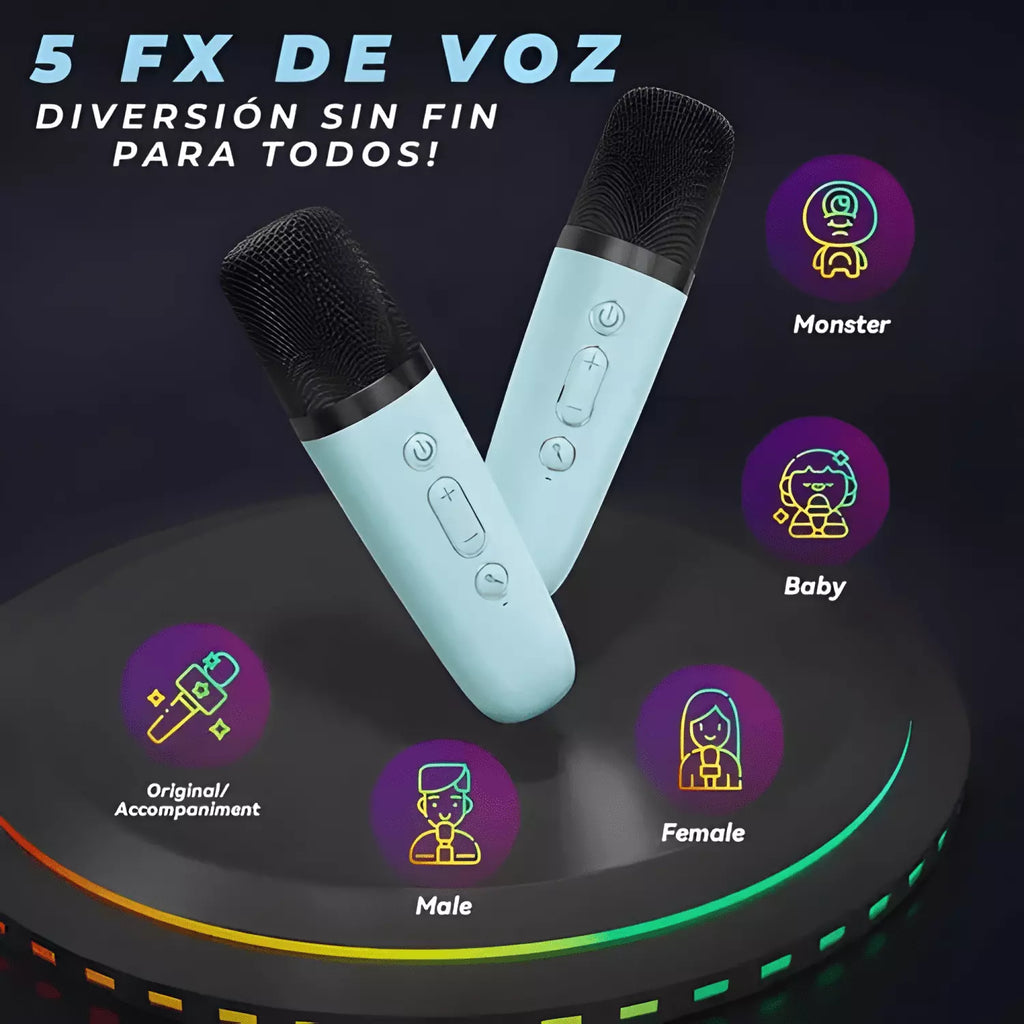 Parlante Karaoke Mti Rgb K12 Portátil 10w Inalámbrico Celeste