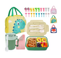 Bolso lonchera térmica escolar, set de 28 piezas para niños, portátil, color verde