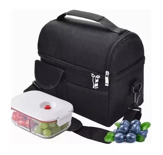 Bolsa de almuerzo portátil con gran capacidad color negro