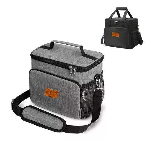 Bolso lonchera térmica para almuerzo color gris