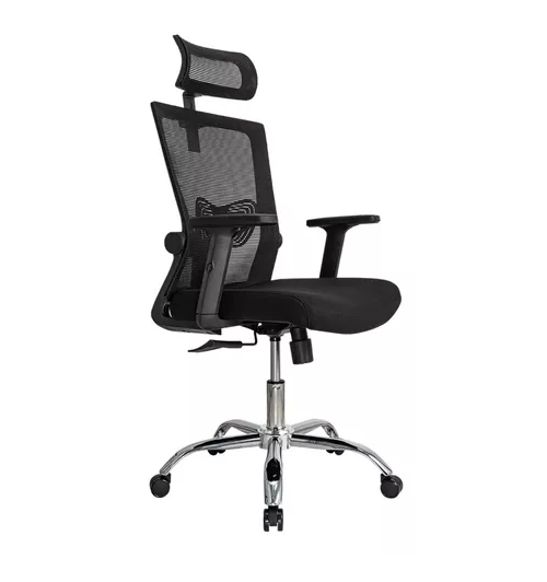 Silla de oficina presidente Ergonomus Delphi base cromada color negro