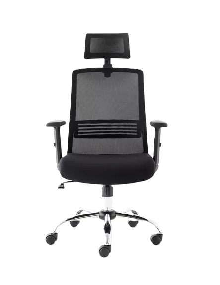 Silla de escritorio Cuba alta con brazo regulable y cabecero negro
