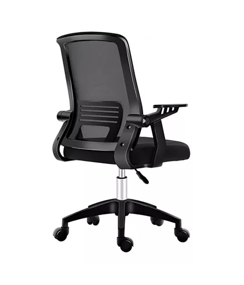 Silla de escritorio Crusec ergonómica con tapizado de mesh negra