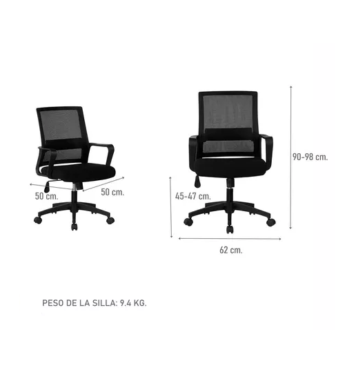Silla de escritorio oficina Ryan color negro