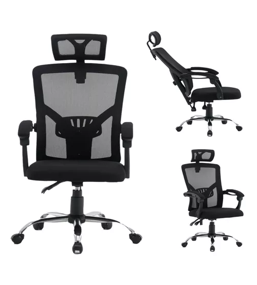 Silla de escritorio reclinable modelo ejecutivo color negro