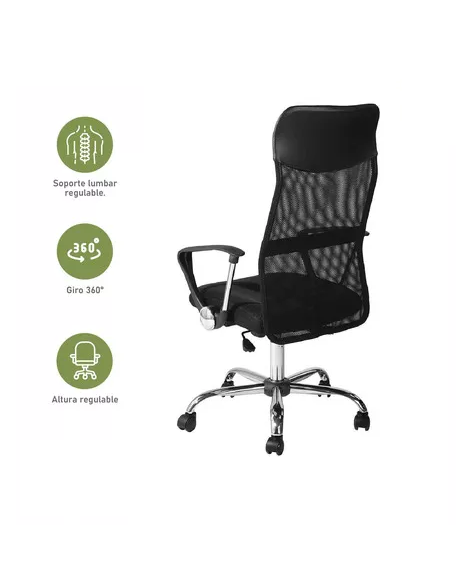 Silla de oficina High Mesh con respaldo alto color negro