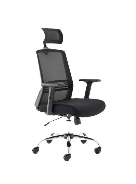 Silla de escritorio Cuba alta con brazo regulable y cabecero negro