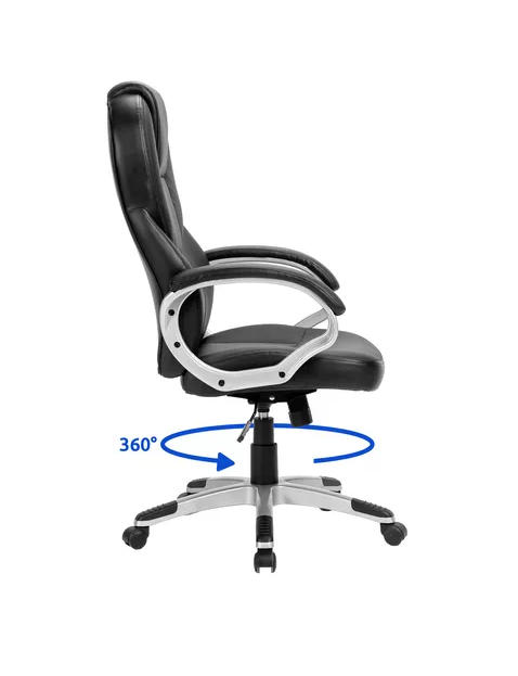 Silla de escritorio ejecutiva Emilia premium cuero color negro