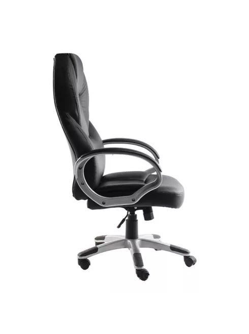 Silla de escritorio ejecutiva ergonómica con tapizado de cuero negro