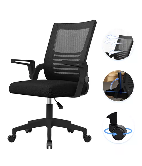 Silla de escritorio Emilia ergonómica acolchada color negro