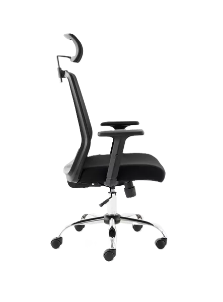 Silla de escritorio Cuba alta con brazo regulable y cabecero negro