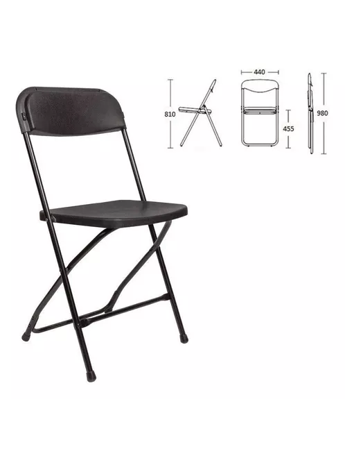 Pack de 5 sillas plegables para oficina y hogar color negro
