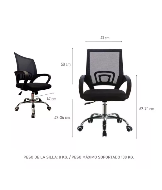 Silla de escritorio ergonómica Lumax Ezri con tapizado de mesh negra