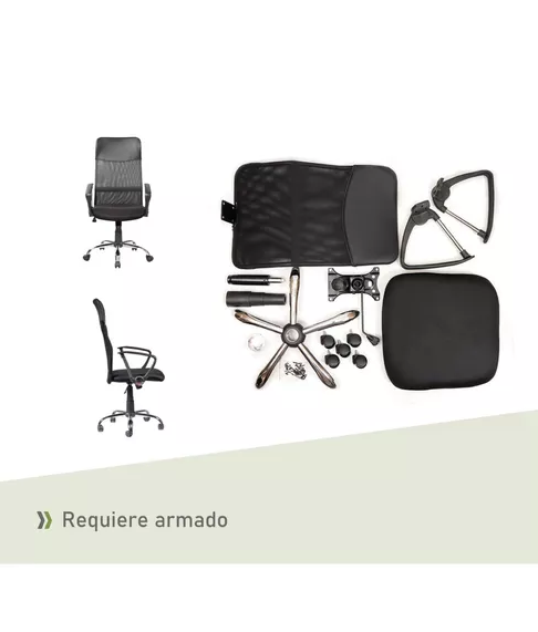 Silla de oficina High Mesh con respaldo alto color negro