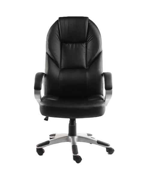 Silla de escritorio ejecutiva ergonómica con tapizado de cuero negro