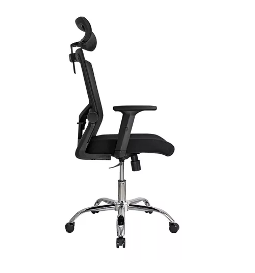 Silla de oficina presidente Ergonomus Delphi base cromada color negro