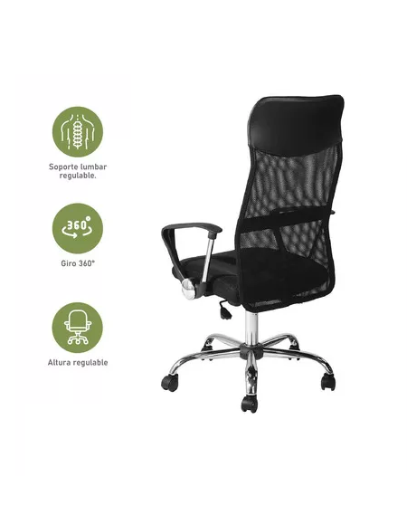 Silla de oficina High Mesh con respaldo alto color negro