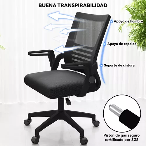Silla de escritorio Emilia ergonómica acolchada color negro
