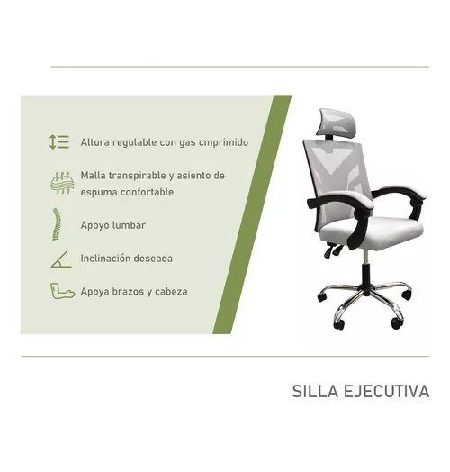 Silla ejecutiva de escritorio ergonómica Lumax Clyde color gris