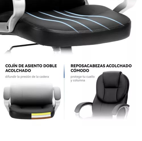 Silla de escritorio ejecutiva Emilia premium cuero color negro
