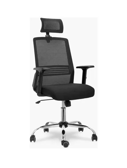 Silla de escritorio Cuba alta con brazo regulable y cabecero negro