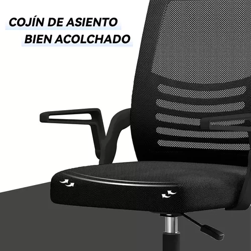 Silla de escritorio Emilia ergonómica acolchada color negro