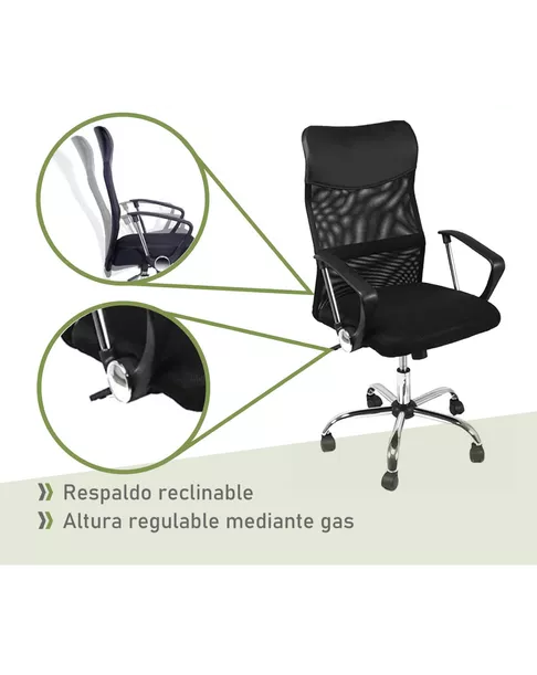 Silla de oficina High Mesh con respaldo alto color negro