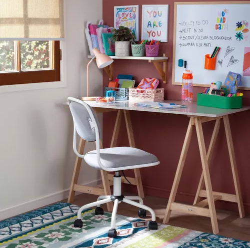 Silla de escritorio con tapizado de tela melange Casaideas color gris