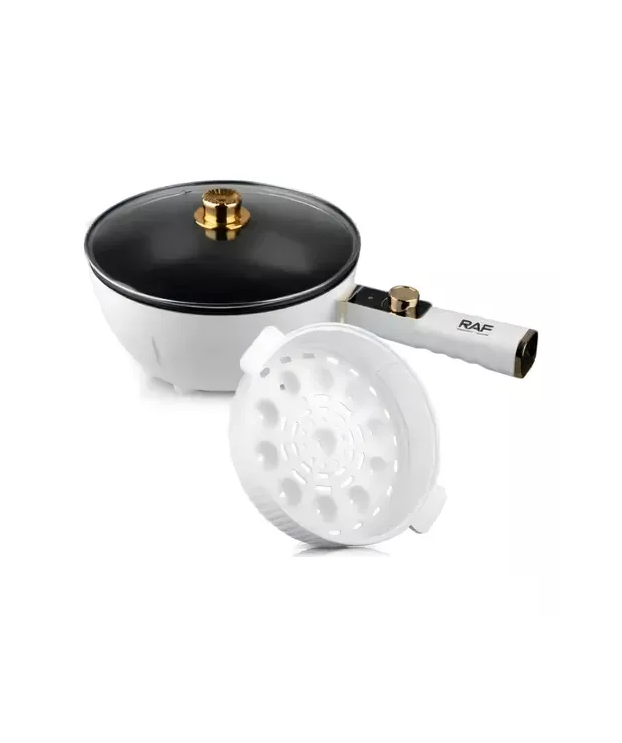 Vaporera olla multifuncional eléctrica antiadherente, color blanco