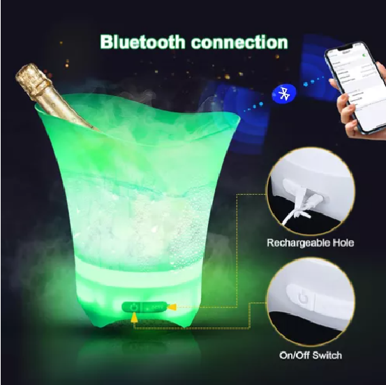 Cubitera Hielera Con Luz Led  Para Fiesta Hogar Bar