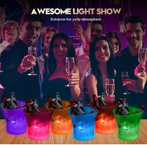 Cubitera Hielera Con Luz Led  Para Fiesta Hogar Bar