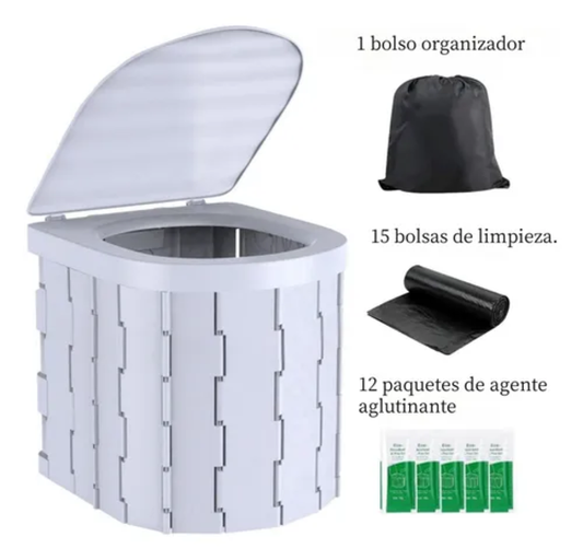 Carpa caseta baño vestidor portátil + inodoro azul